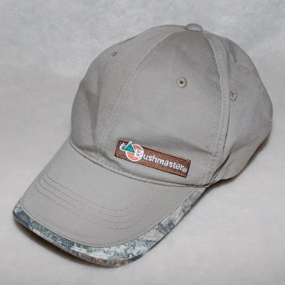 Bushmaster Tan & Camo Hat Slide Adjustment One Size fits all Hunting fishing EUC